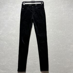 AG Adriano Goldschmied The Farrah Skinny 26R High Rise Velvet Jeans Black